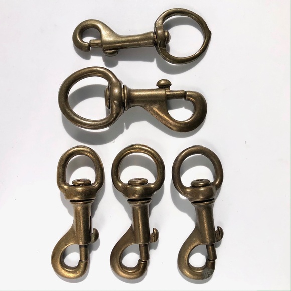 lot of 5 Vintage Brass Rigging Swivel Snap Clasp Hook Clip Made Italy and Japan - Picture 2 of 8